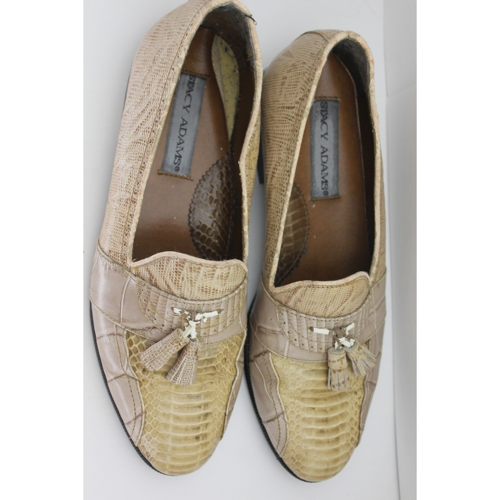 Stacy Adams Men's‎ Genuine Snake Leather Tassel Loafers Tan Beige 7.5 M 23989-20